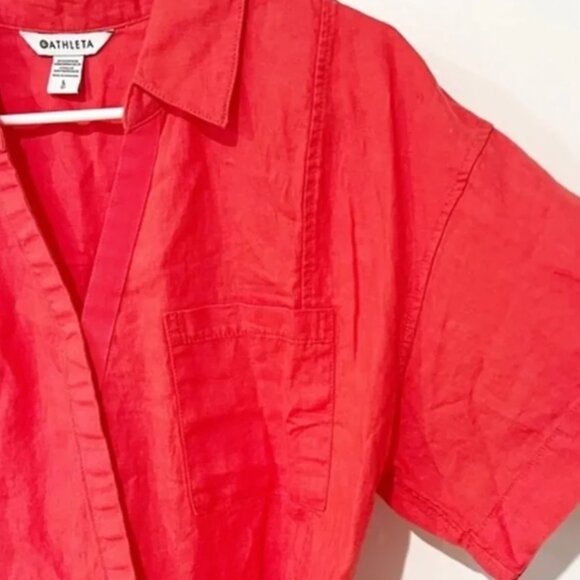NEW! $79 ATHLETA Playa 100% Linen Wrap Crop TOP Coral Passionfruit Size S 4 6 - Picture 3 of 4